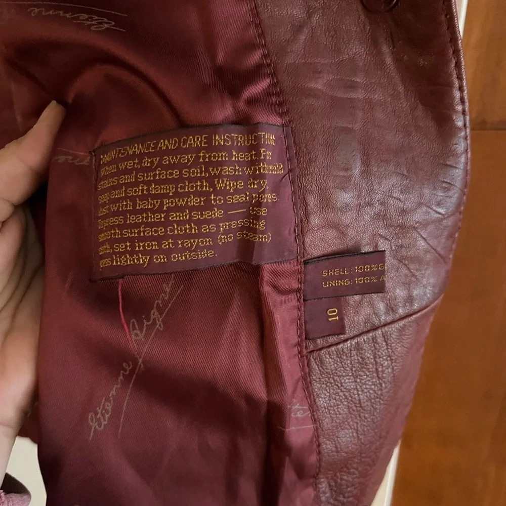 Etienne Aigner Vintage Burgundy Oxblood Leather Blazer Jacket - Picture 3 of 8